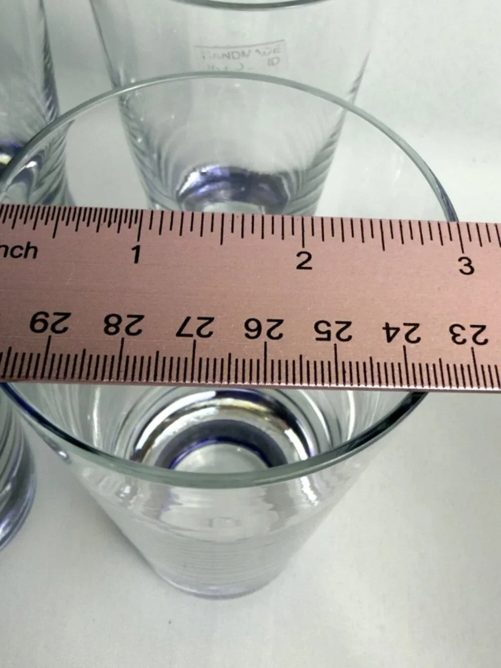 Handmade Polish Vintage Glass Tumblers 12 oz Blue/Purple Bubble Base Set of 4